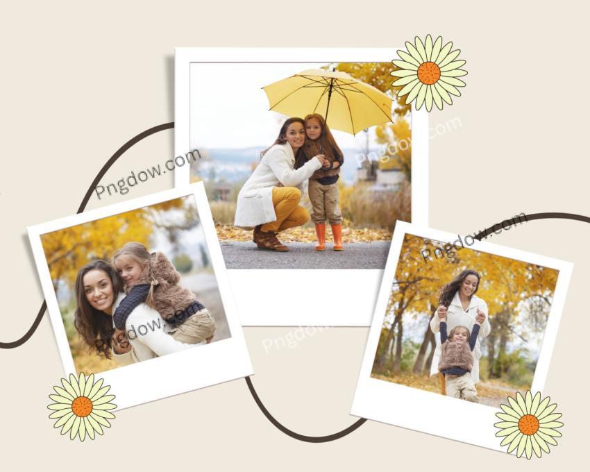 White Beige and Yellow Mother and Daughter Family Outdoors Collage for Free