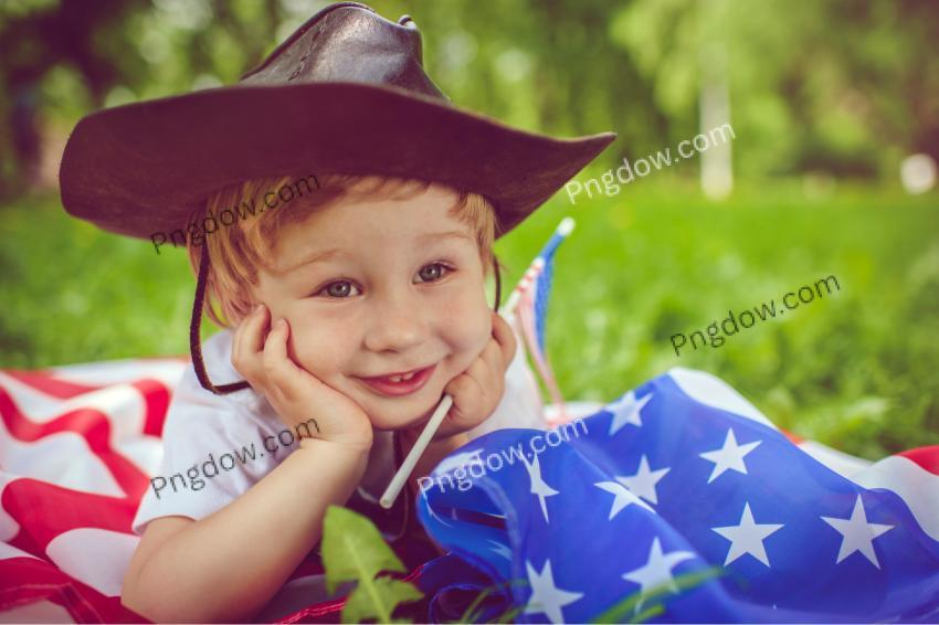 Little boy celebrating USA Independence day Background
