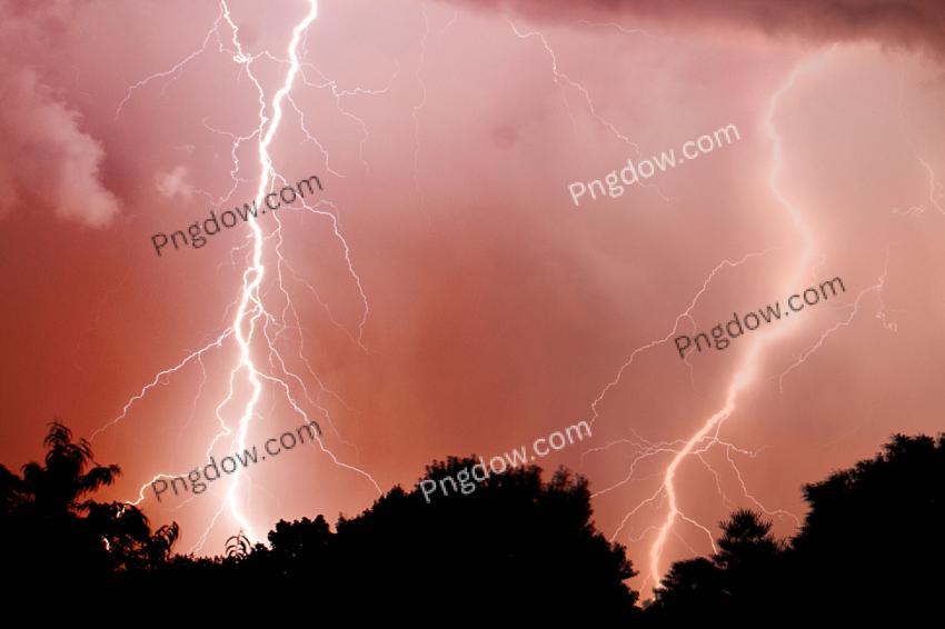Thunderstorm hits the ground at night