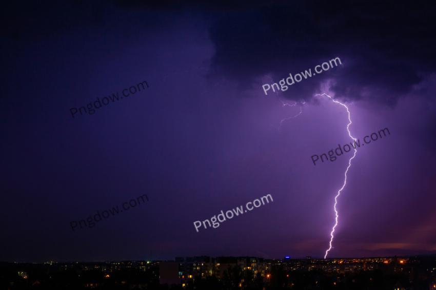 Lightning Strikes Storm over City