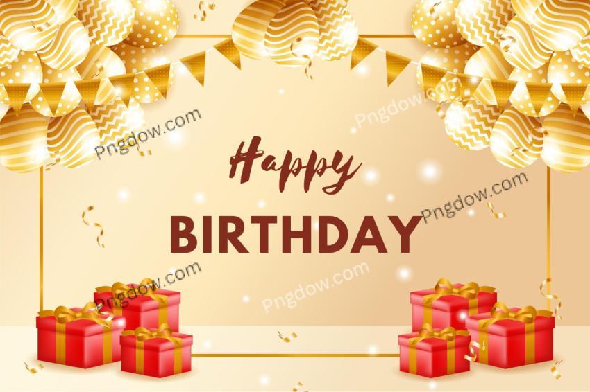 Free Vector, Flat golden circle and balloons birthday template