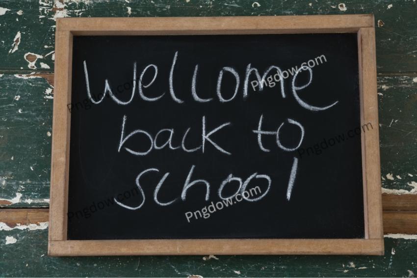 Welcome back to school text written on chalkboard