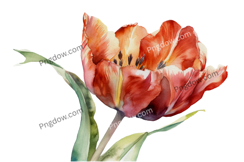 Tulips Watercolor Isolated Graphic Element
