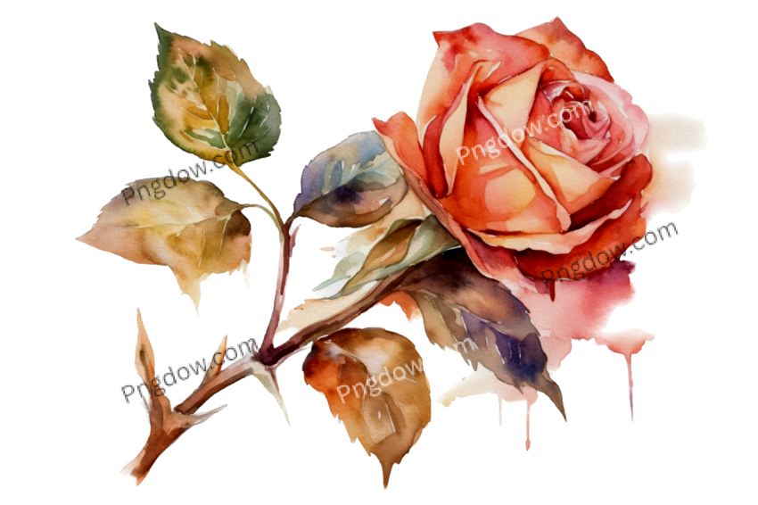 Rose botanical watercolor isolated image