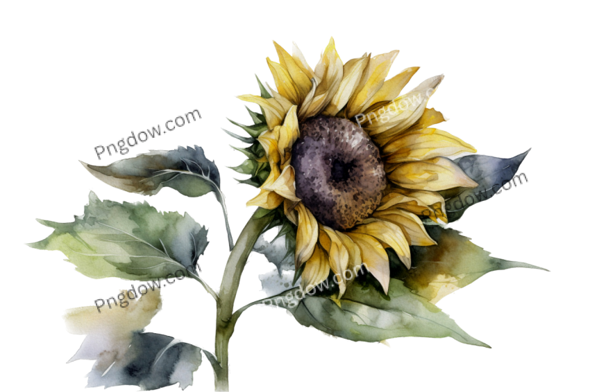 Sunflower watercolor isolated image free download