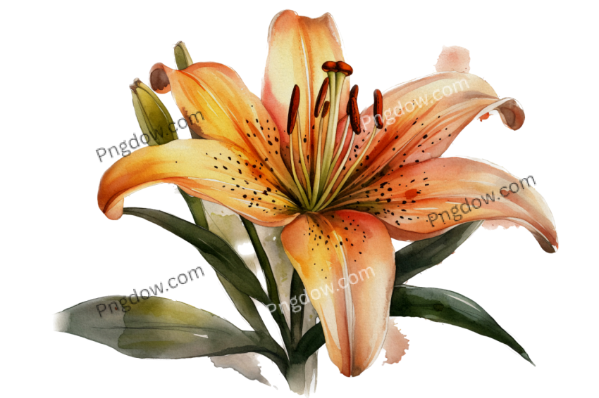 Lily botanical watercolor isolated image