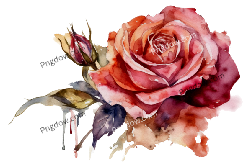 Rose botanical watercolor isolated image for free