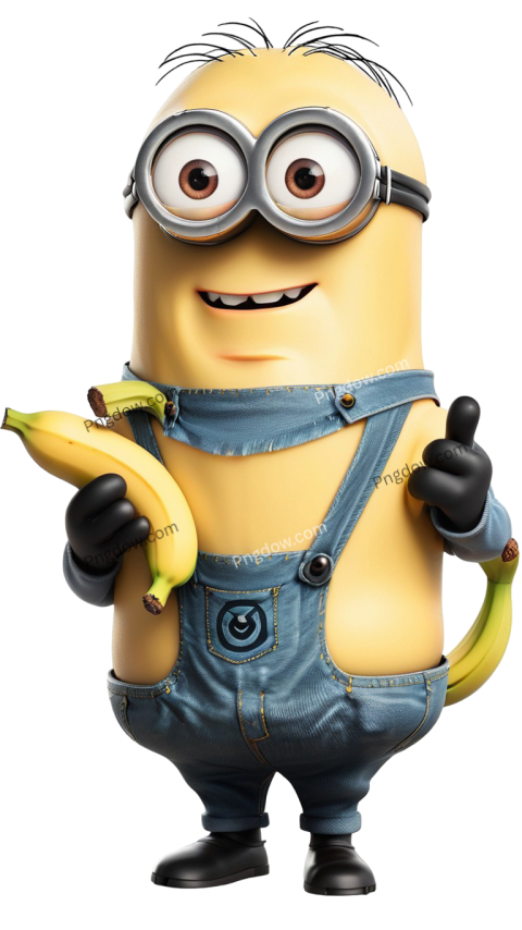 minions transparent standing holding banana