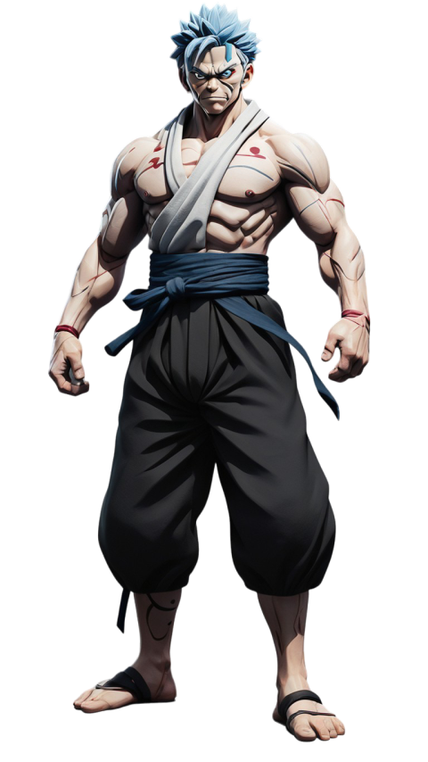 Anime character with blue hair and white skin, Gojo PNG for free