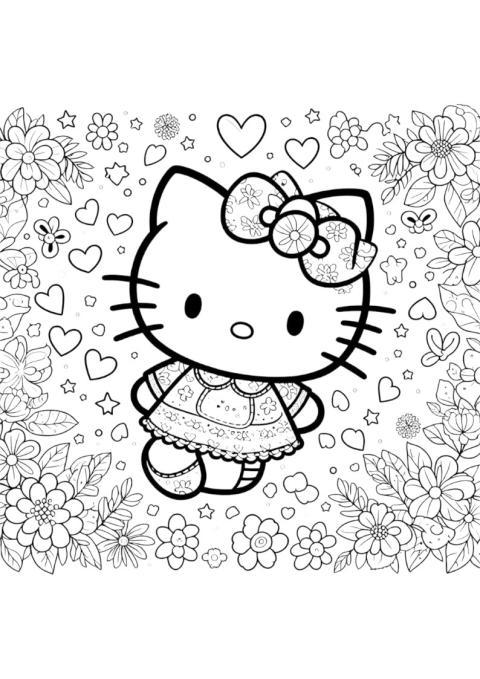 hello kitty coloring page free