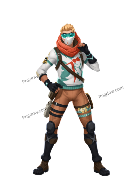 A man wearing a white shirt and a red scarf, depicted in a Fortnite style transparent SVG format