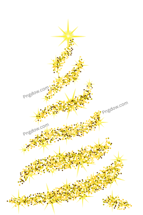 Golden Glitter Christmas Tree Illustration