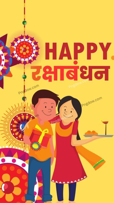 Yellow and Red Raksha Bandhan Greetings Whatsapp Status, for free