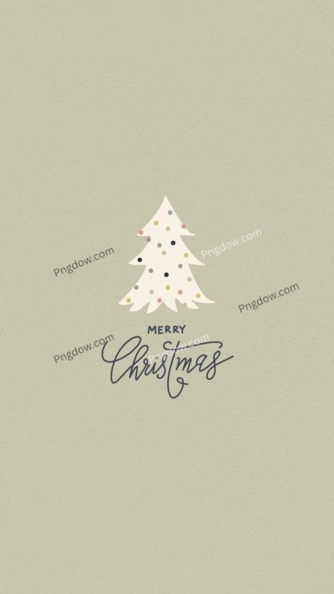Green Cream Illustrated Cute Doodle Lettering Merry Christmas Phone Wallpaper