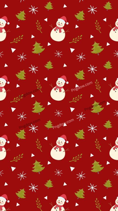Red Lime White Snowmen Tree Pattern Merry Christmas Phone Wallpaper free
