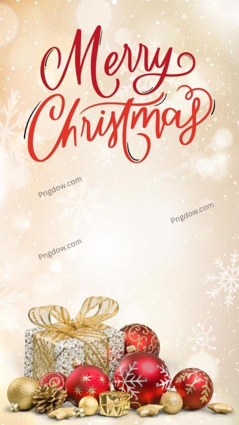 Gold & red Classic Merry Christmas Phone Wallpaper