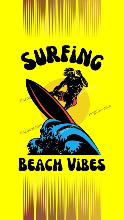 Yellow and Black Modern Beach Vibes Phone Wallpaper