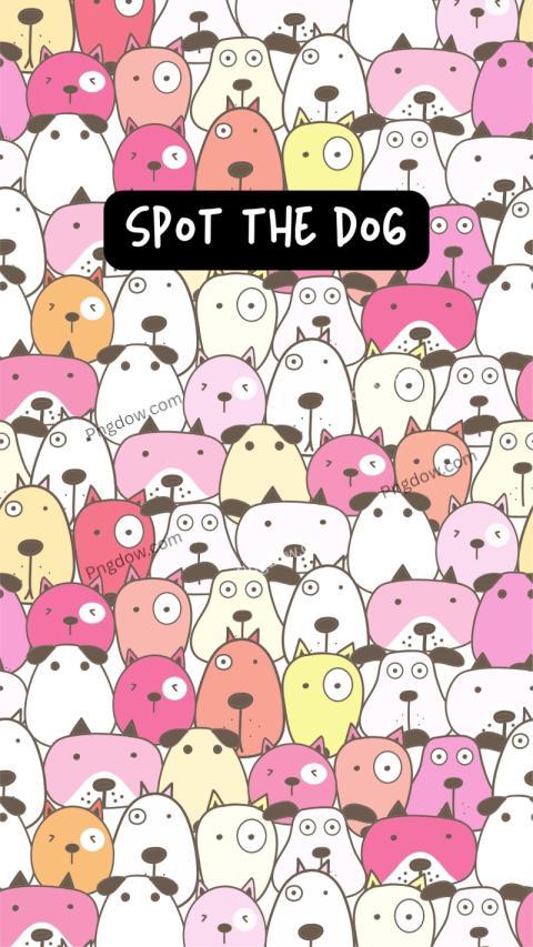 Pale Pink, White & Black Funny Dogs Pattern Cartoon Illustration Phone Wallpaper