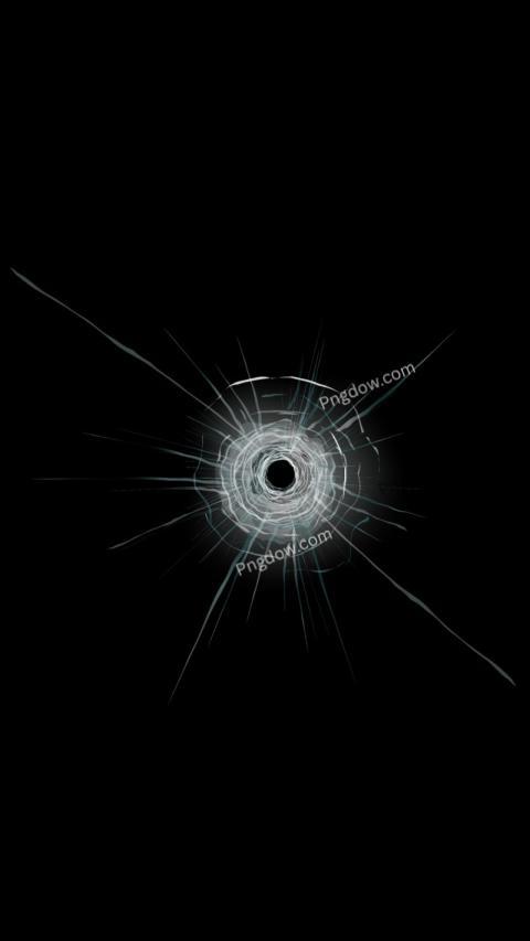 Bullet hole on black background