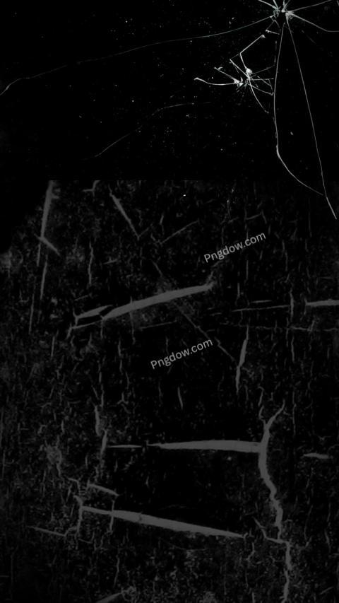 A broken window in black and white against a black wallpaper