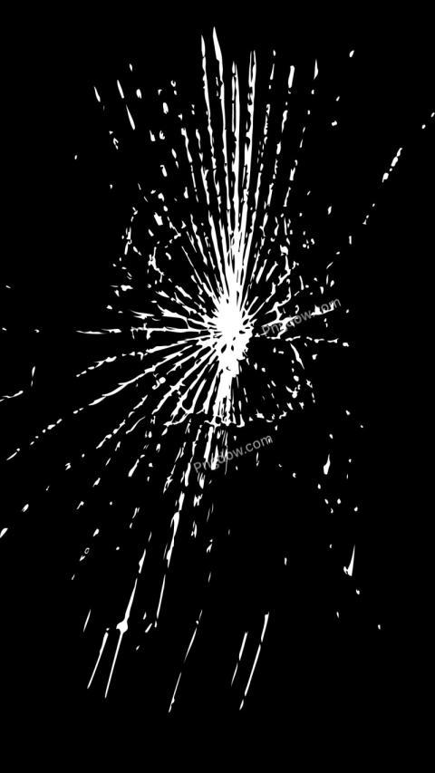 A black and white drawing of a broken window on a black background