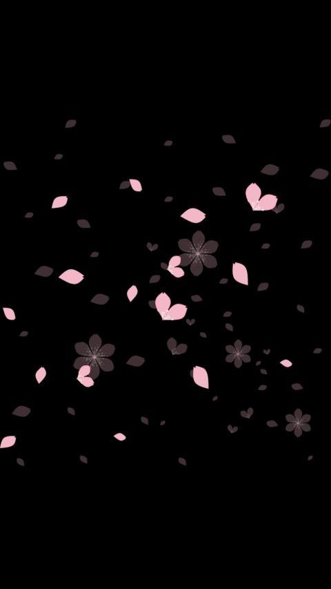 Black wallpaper with pink flowers