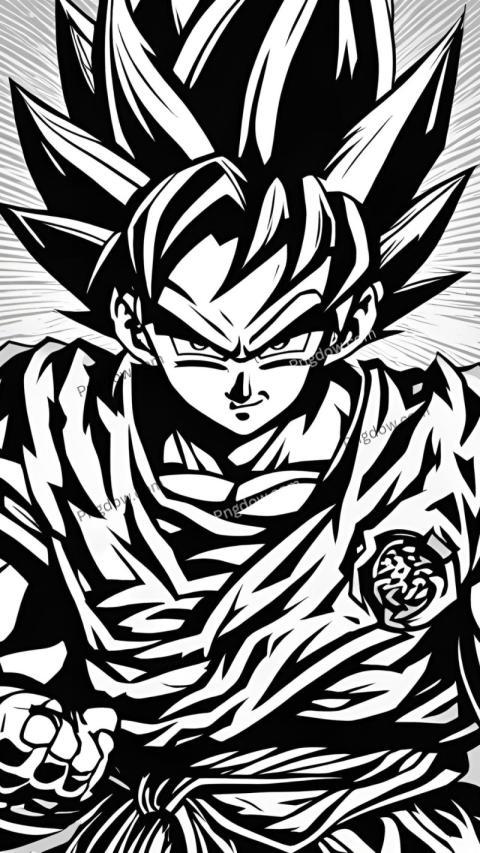 Black and white Dragon Ball Z wallpaper featuring Goku in his black form