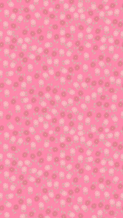 Pink and white floral pattern on pink preppy wallpaper
