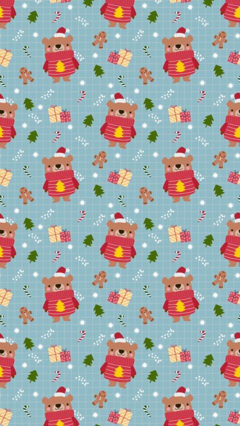 Christmas teddy bear wallpaper free