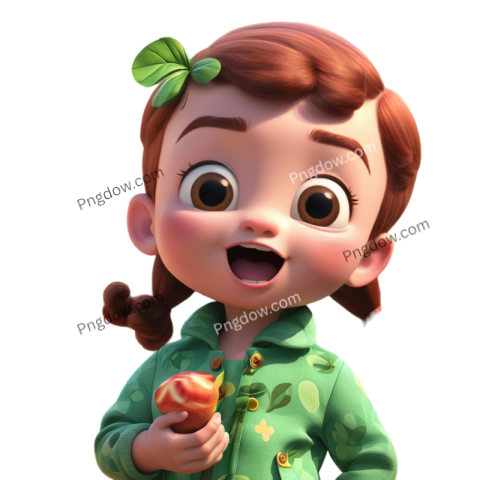 A cartoon girl holding an apple, cocomelon png