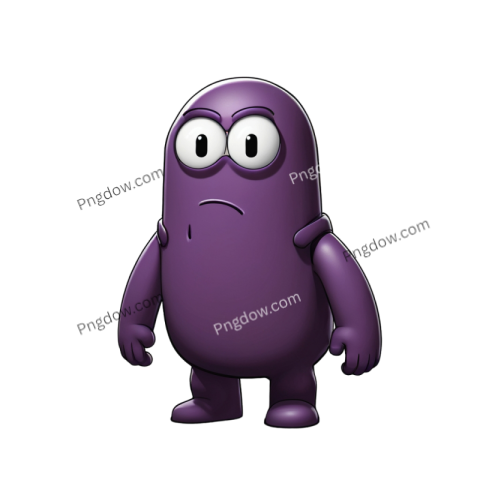 Purple alien with big eyes and a sad expression, among us png