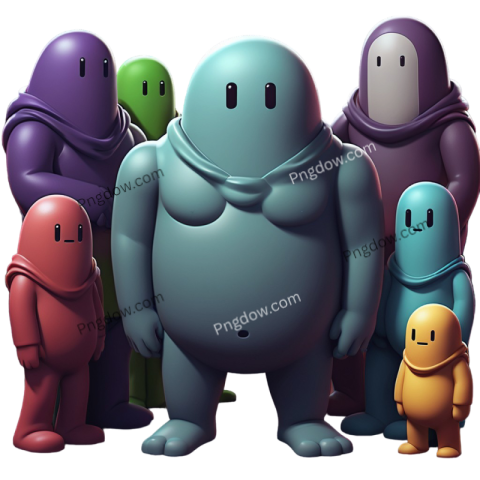A group of colorful characters standing together, among us png