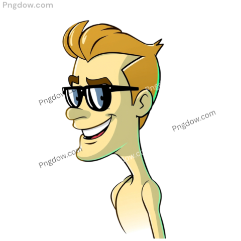 Cartoon man wearing sunglasses, resembling Johnny Bravo, showcasing a confident and stylish demeanor