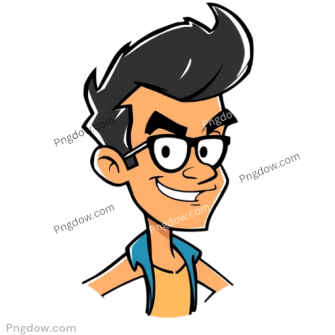 Cartoon man wearing sunglasses, resembling Johnny Bravo, with a confident expression and stylish hairstyle