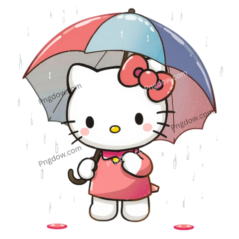 Hello Kitty with Umbrella in the Rain png