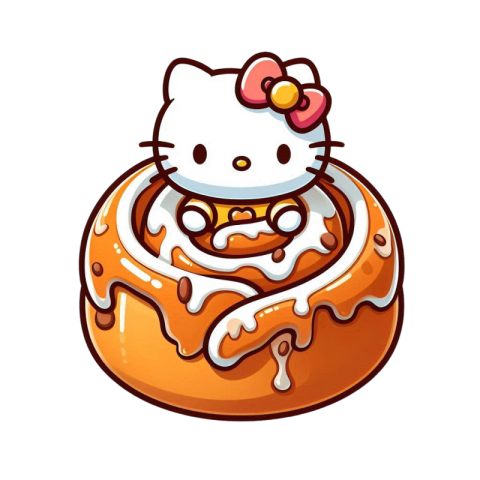 hello kitty, cinnamon roll hello kitty