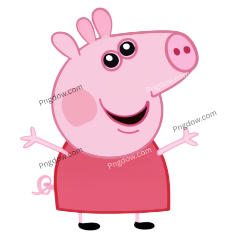 colorful transparent image of Peppa Pig, featuring the beloved cartoon character in a playful pose