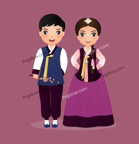 Free Vector | Cute couple cartoon for wedding inviation card