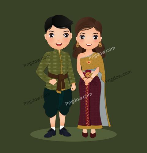 Free Vector | Cute couple cartoon for wedding inviation card