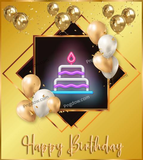 Free illustration | Happy birthday banner background design with golden balloon