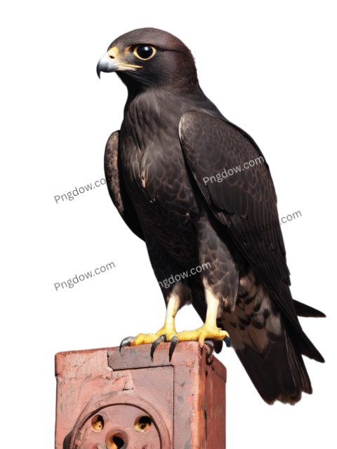 Majestic falcon perched on box