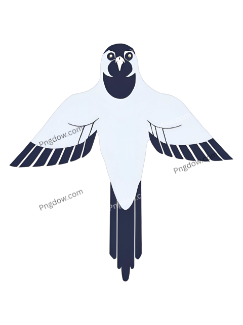 A white and black falcon with wings spread out