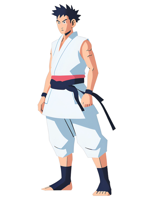 Anime character in white clothes and black belt, Gojo PNG