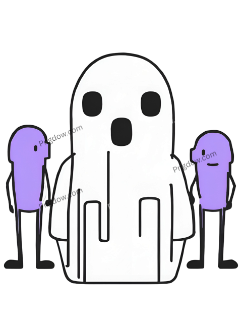 A ghost and two purple crewmates standing together in a group, among us png