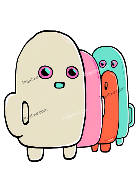A row of colorful cartoon characters standing together, including a red astronaut and a green crewmate, among us png