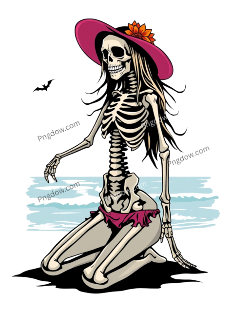 Beach Halloween Skeleton Zombie Girl PNG