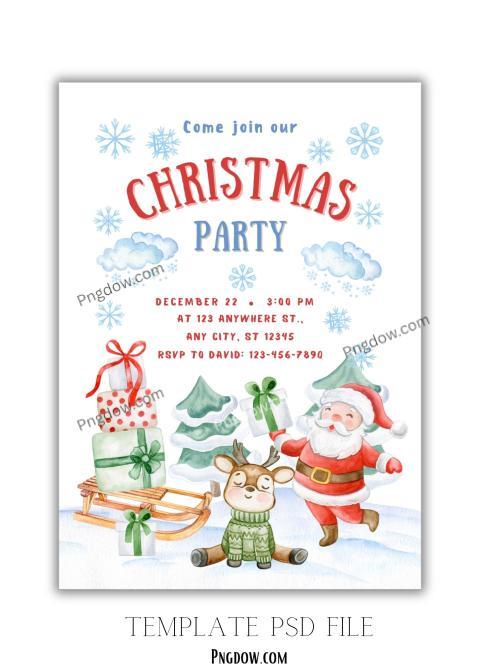 Red and Green Illustrated Christmas Kids Party Invitation
