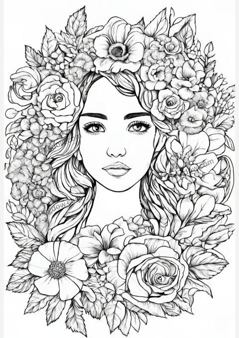 Free Printable Girls Floral Wreath Coloring Pages, Fun and Creative Activity
