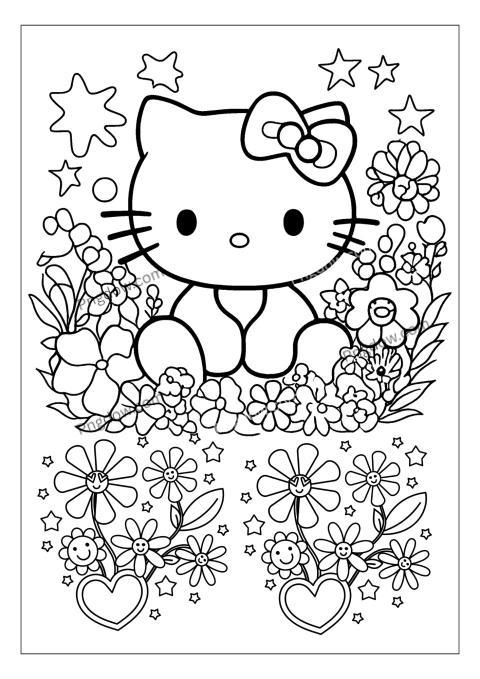 hello kitty coloring page, hello kitty drawing