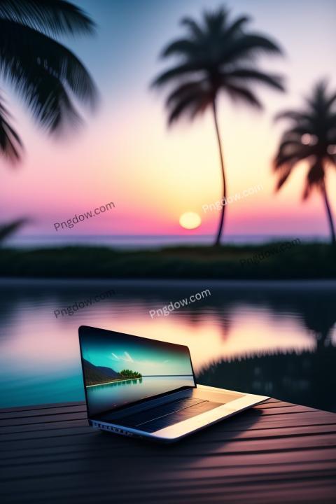 A developer sitting on an island